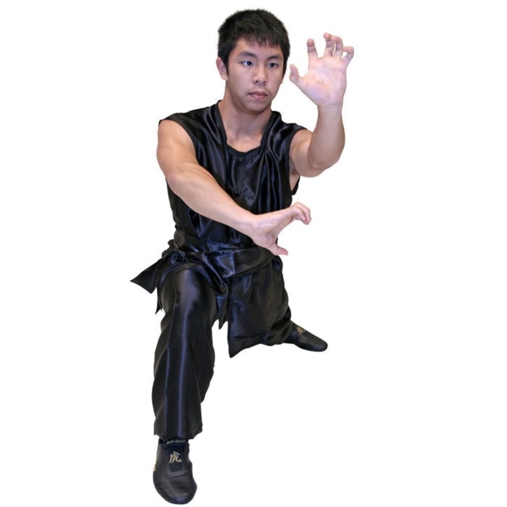 Black sleeveless 100% silk Kung fu outfit XS